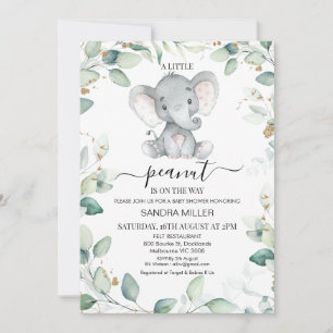 Invitation Baby shower d'arachide d'éléphant vert de feuillag
