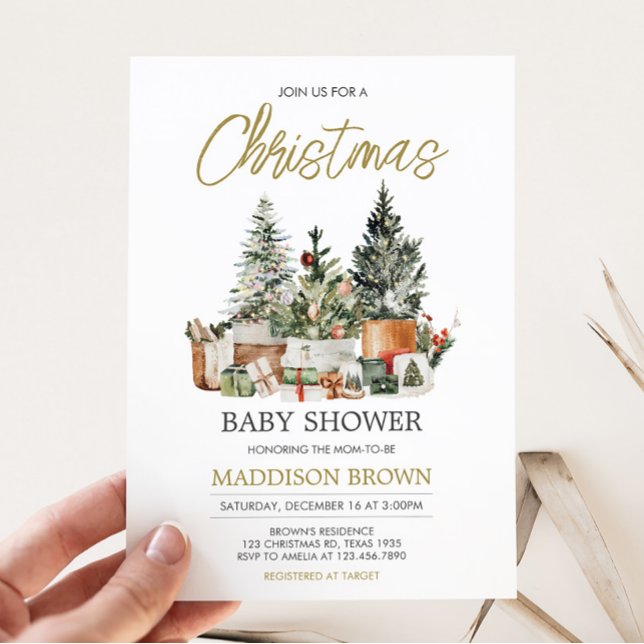 Invitation Baby shower d'arbre de Noël (Rustic Christmas Baby Shower Invitation)