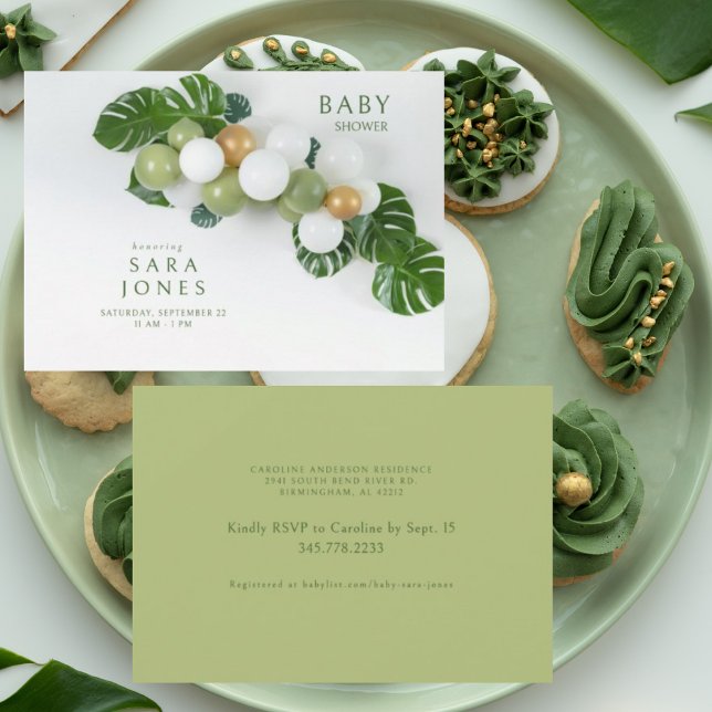 Invitation Baby shower d'arc à ballon vert neutre (Créateur téléchargé)