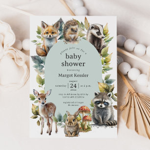 Invitation Baby shower d'arc des animaux forestiers