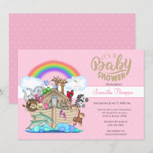 Invitation Baby shower d'arche de Pink Noah