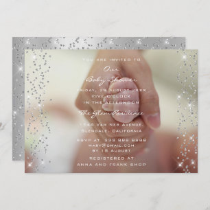 Invitation Baby shower d'argent fille garçon Photo Confetti