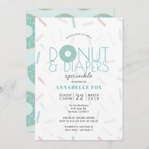 Invitation Baby shower d'arrosage de la Donut verte et des pl