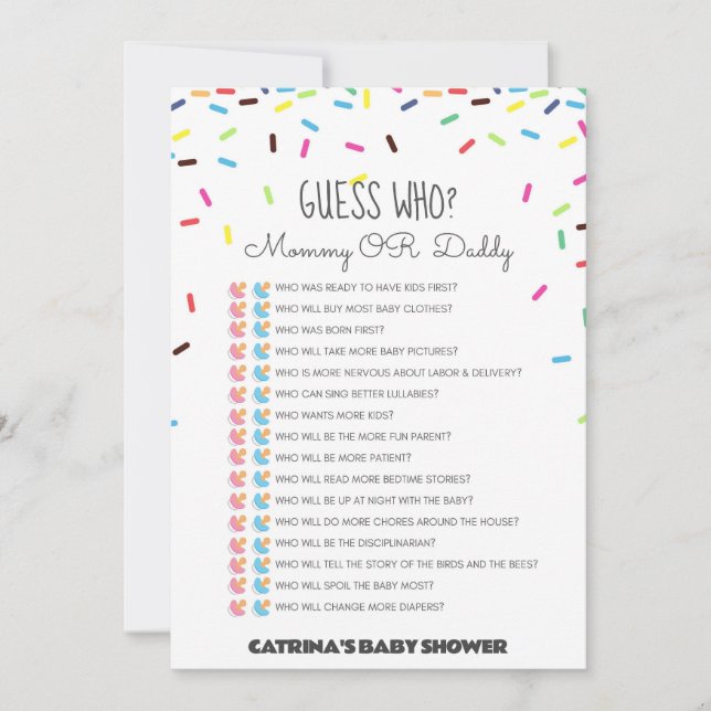 Invitation Baby shower d'arrosage - Nom modifiable, 5x7 (Devant)