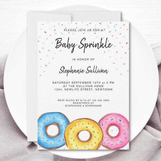 Invitation Baby shower d'arrosage pour bébé Donut (Créateur téléchargé)