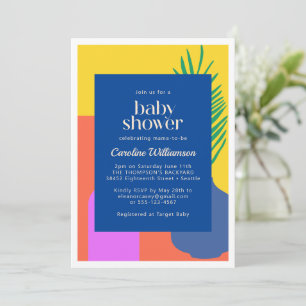 Invitation Baby shower d'art botanique de couleur vive