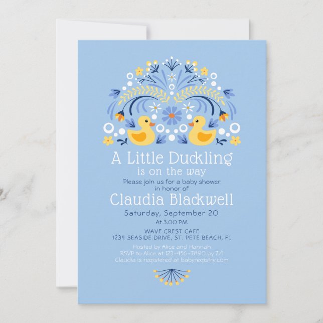 Invitation Baby shower d'art folklorique en caoutchouc Duck (Devant)