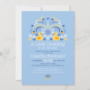 Invitation Baby shower d'art folklorique en caoutchouc Duck