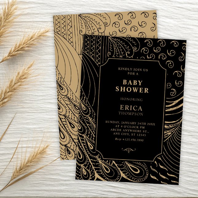 Invitation baby shower d'art ornemental vintage (Créateur téléchargé)