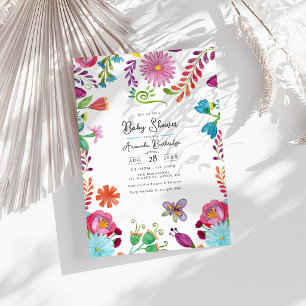 Invitation Baby shower d'art populaire mexicain lumineux