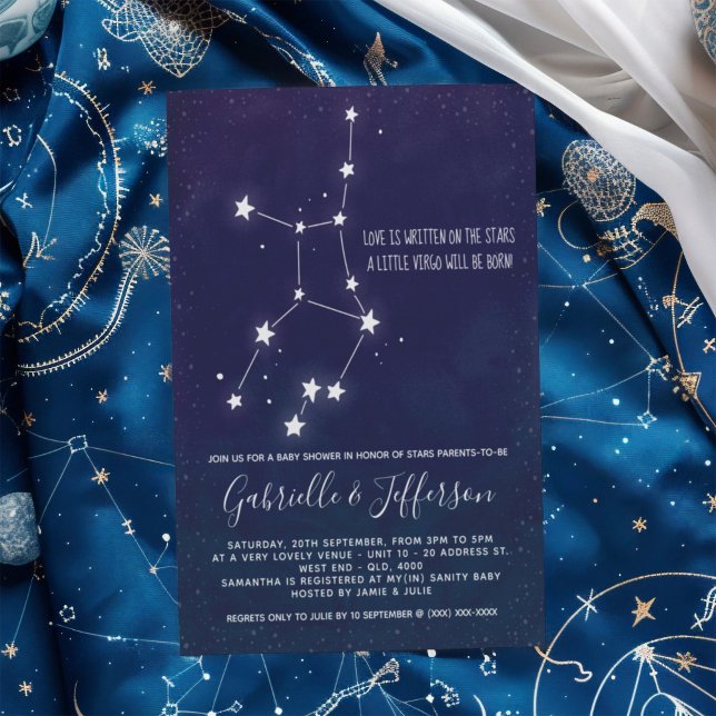 Invitation Baby shower d'astrologie virale (Celebrate with the star sign your little one will be born under. Nature takes its course.)