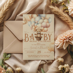Invitation Baby shower d'attente avant l'ours en peluche
