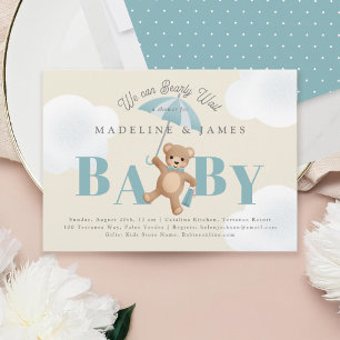 Invitation Baby shower d'attente Bébé Beige Teddy Bear Classi