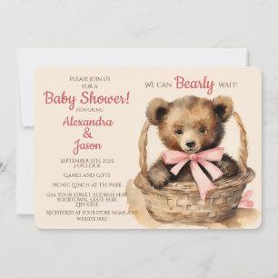 Invitation Baby shower d'attente bébé ours fille attente