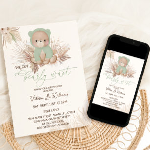 Invitation Baby shower d'attente de la chauve-souris verte