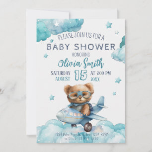 Invitation Baby shower d'attente de l'ours en pelouse