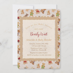 Invitation Baby shower d'attente de l'ours en peluche