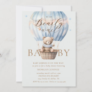 Invitation Baby shower d'attente de l'ours en peluche bleu