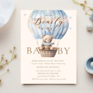 Invitation Baby shower d'attente de l'ours en peluche bleu