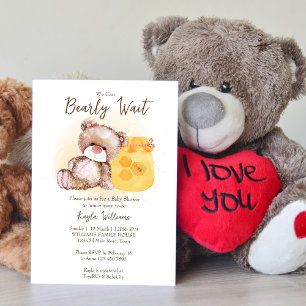 Invitation Baby shower d'attente de l'ours en peluche de miel