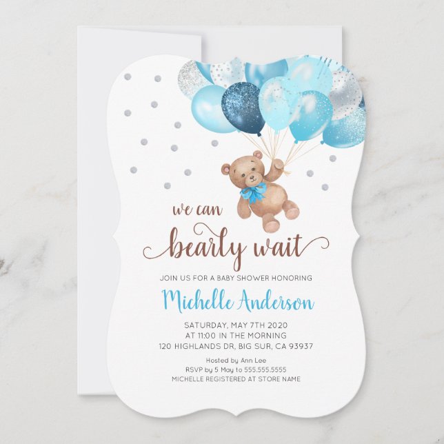 Invitation Baby shower d'attente de l'ours en peluche Invitat (Devant)