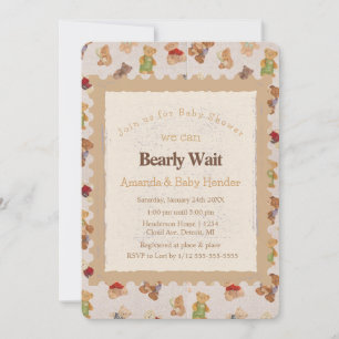 Invitation Baby shower d'attente de l'ours en peluche Invitat