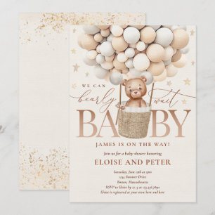 Invitation Baby shower d'attente de l'ours en peluche Neutre