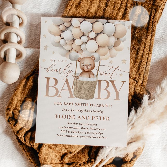 Invitation Baby shower d'attente de l'ours en peluche Neutre (Créateur téléchargé)