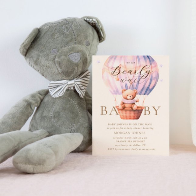 Invitation Baby shower d'attente de l'ours rose (Créateur téléchargé)