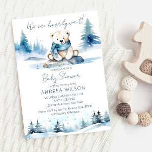 Invitation Baby shower d'attente hivernale de l'ours polaire