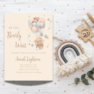 Invitation Baby shower d'attente précoce Neutral Teddy Thème