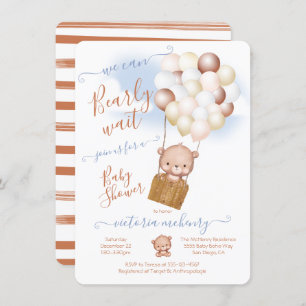 Invitation Baby shower d'attente précoce Teddy Bear Bolos