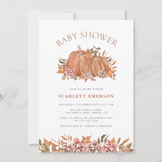 Invitation Baby Shower d'Automne (Devant)