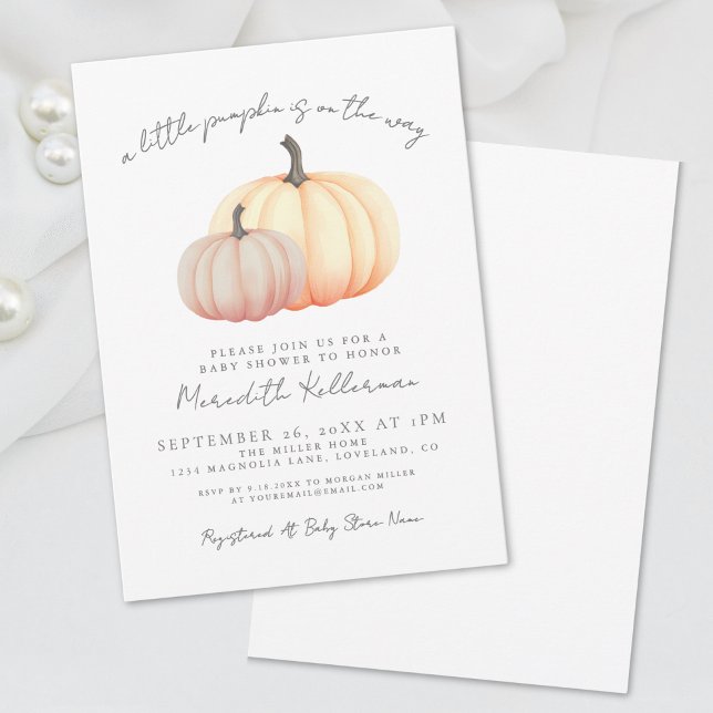 Invitation Baby shower d'automne citrouille (Pumpkin Fall Baby Shower Invitation)
