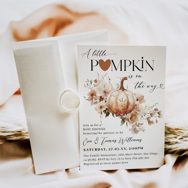 Invitation Baby shower d'automne citrouille et fleur Boho (Créateur téléchargé)