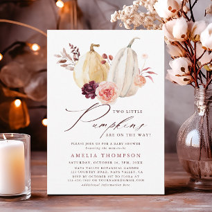 Invitation Baby shower d'automne Citrouille jumeaux