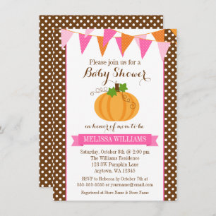 Invitation Baby shower d'automne Citrouille Polka Dot Bunting