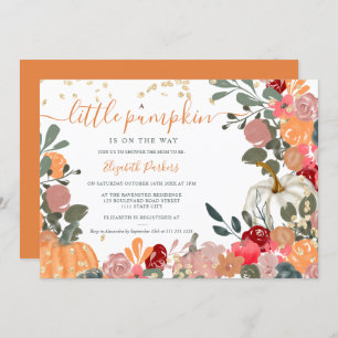 Invitation Baby shower d'automne citrouille rouge orange
