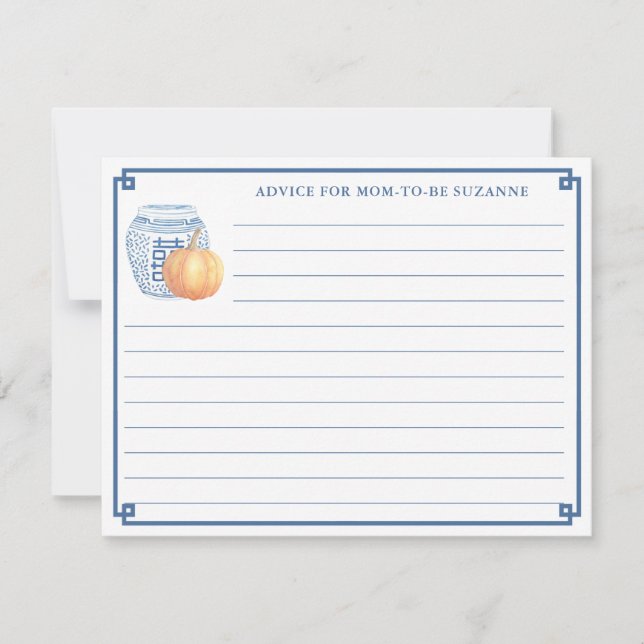 Invitation Baby shower D'Automne Conseil Citrouille Pour Nouv (Devant)