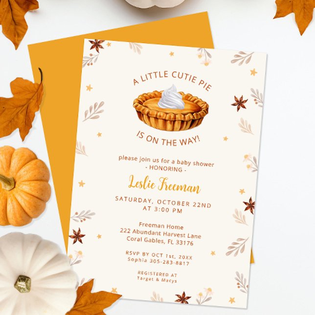 Invitation Baby shower d'automne Cutie Pie (Autumn Baby Shower Invite)