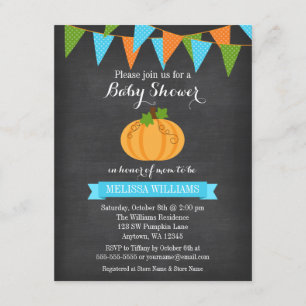 Invitation Baby shower d'automne de Chalkboard Citrouille Bun