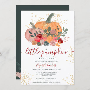 Invitation Baby shower d'automne de citrouille rouge vert rus