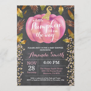 Invitation Baby shower d'automne de fille Citrouille Parties