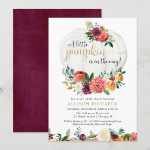 Invitation baby shower d'automne de la petite citrouille non 