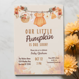 Invitation Baby shower d'automne de la petite ferme Citrouill