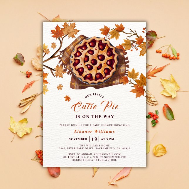 Invitation Baby shower d'automne de la tarte à la croûte à la (Fall Cutie Pie Baby Shower Invitation Template)