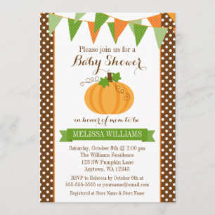 Invitation Baby shower d'automne de l'Citrouille Polka Dot Bu