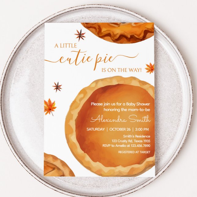 Invitation Baby shower d'automne de Little Cutie Pie (Autumn Pie Baby Shower Invitation
)