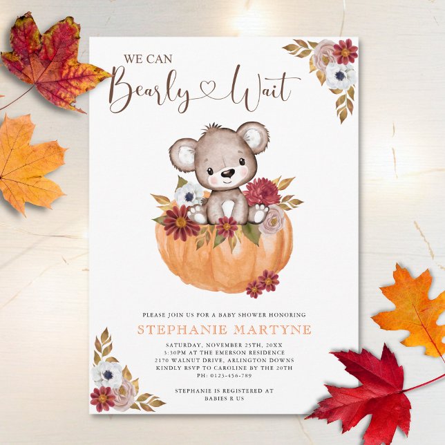 Invitation Baby shower d'automne de l'ours en peluche (Créateur téléchargé)