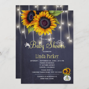 Invitation Baby shower d'automne de Sunflower marine